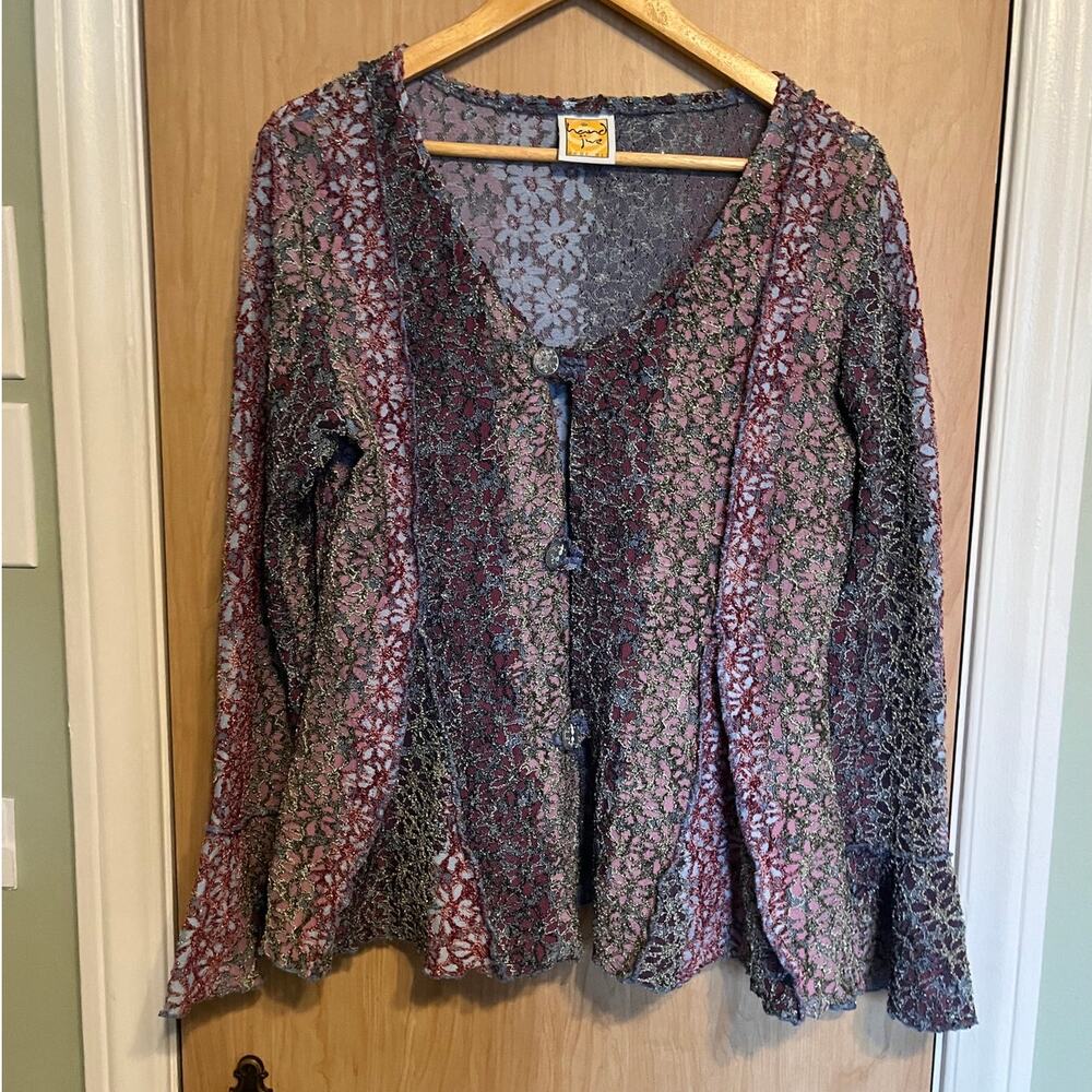 Vintage Fairy Cardigan Floral Flutter Sleeve Sweater Long Sleeve Boho Hippie